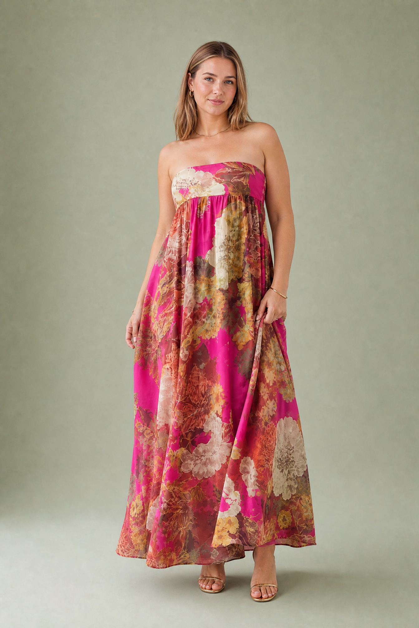 Robe longue bandeau évasée | Porté sur une autre silhouette | Lounelle Paris