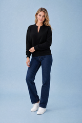 Texturerad V-ringad sweat