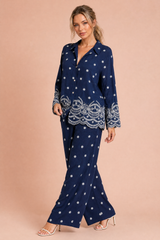 Marint broderat vidare set