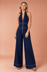 Svart ärmlös jumpsuit med ståkrage