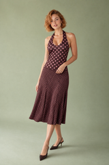 Brun prickig halterneck-ensemble