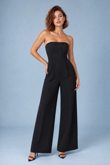 Svart bustierjumpsuit med vida ben