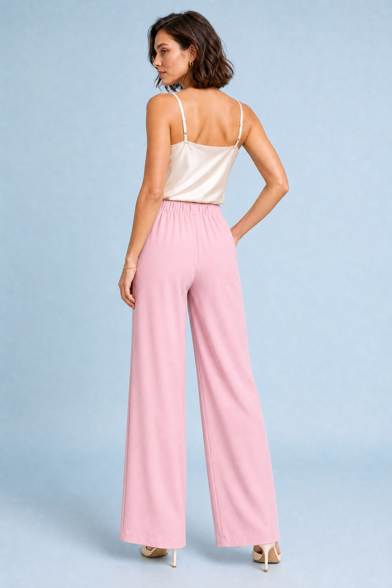 Pantalon large taille haute fluide | Vue de dos | Lounelle Paris