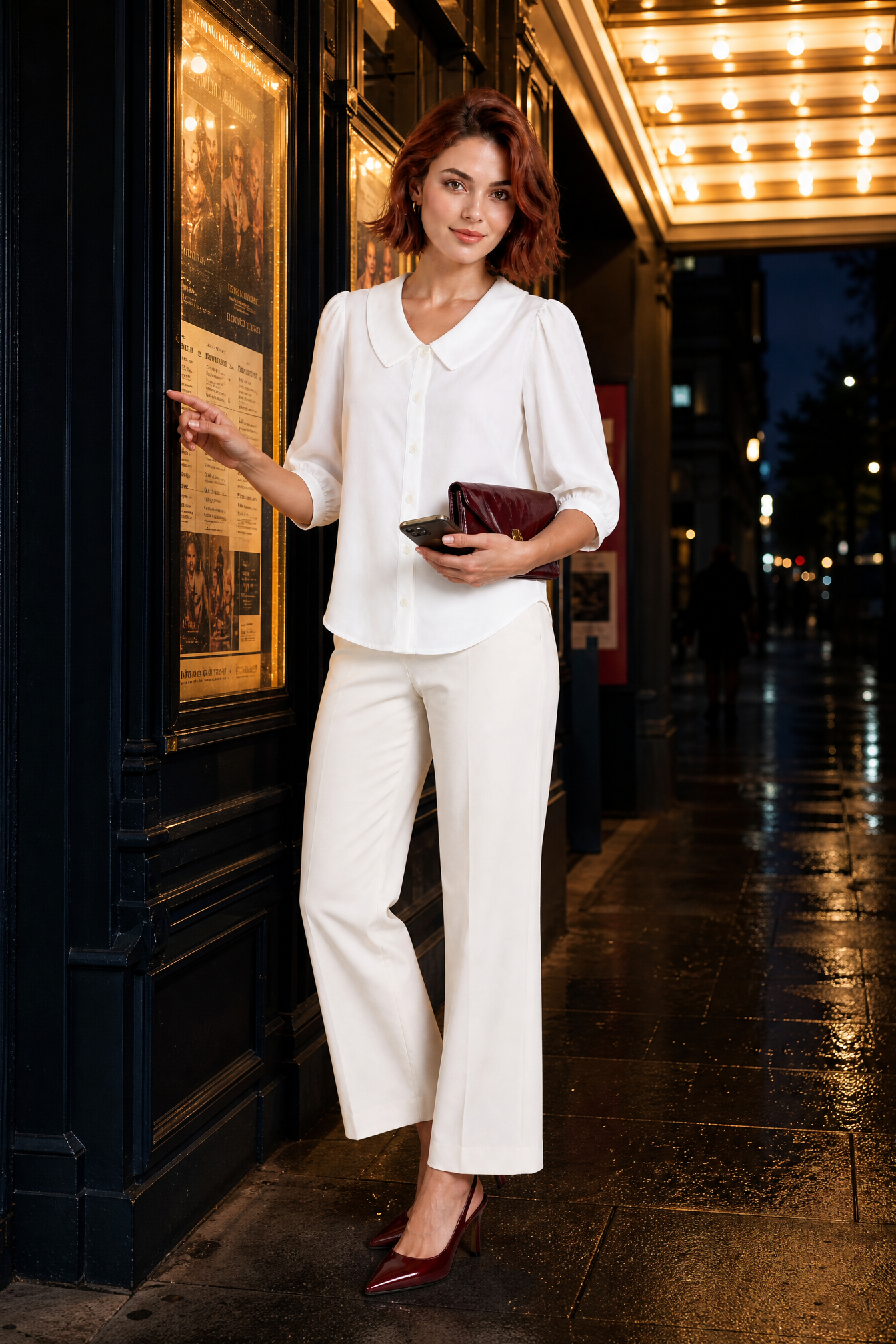Chemisier col rond manches bouffantes | Variante Blanc - Lifestyle | Lounelle Paris