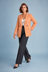 Orange randig blazer i oversize-modell