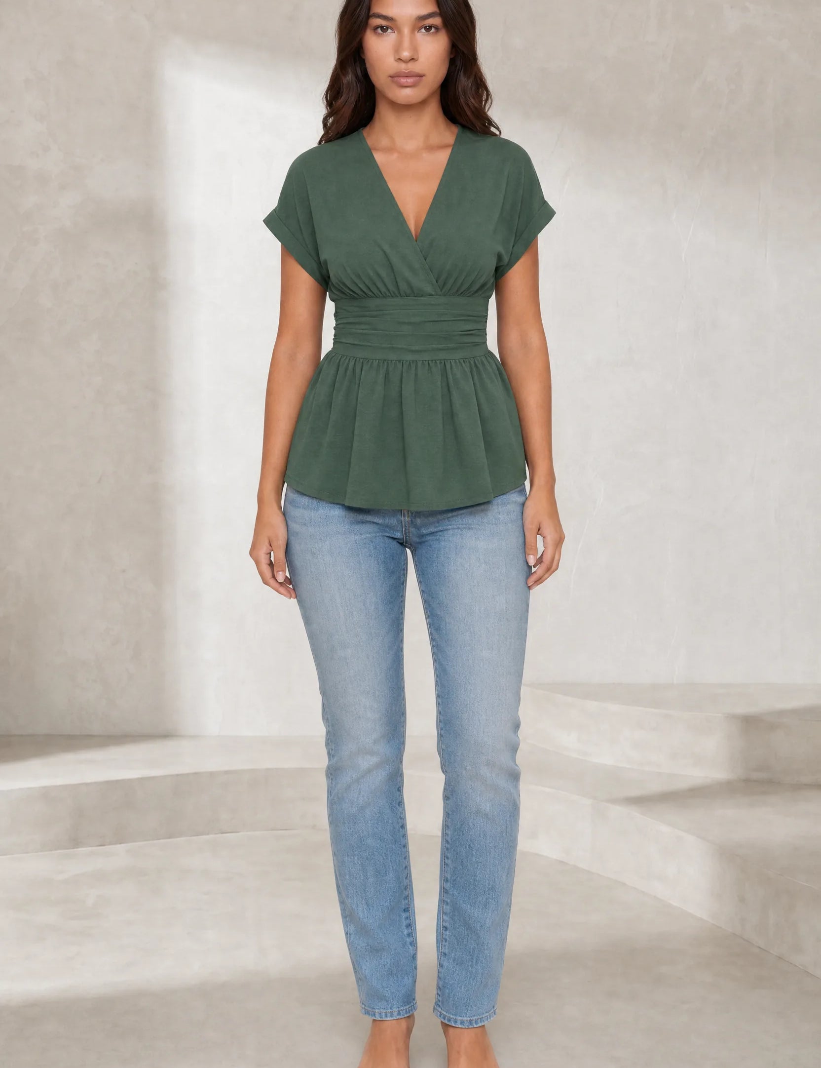 Blouse col V taille cintrée | Lounelle Paris