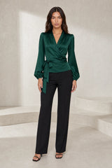 Blouse satinée cache-cœur