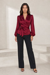 Blouse satinée cache-cœur