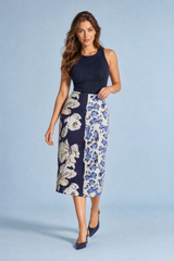 Mönstrad midikjol med hög midja