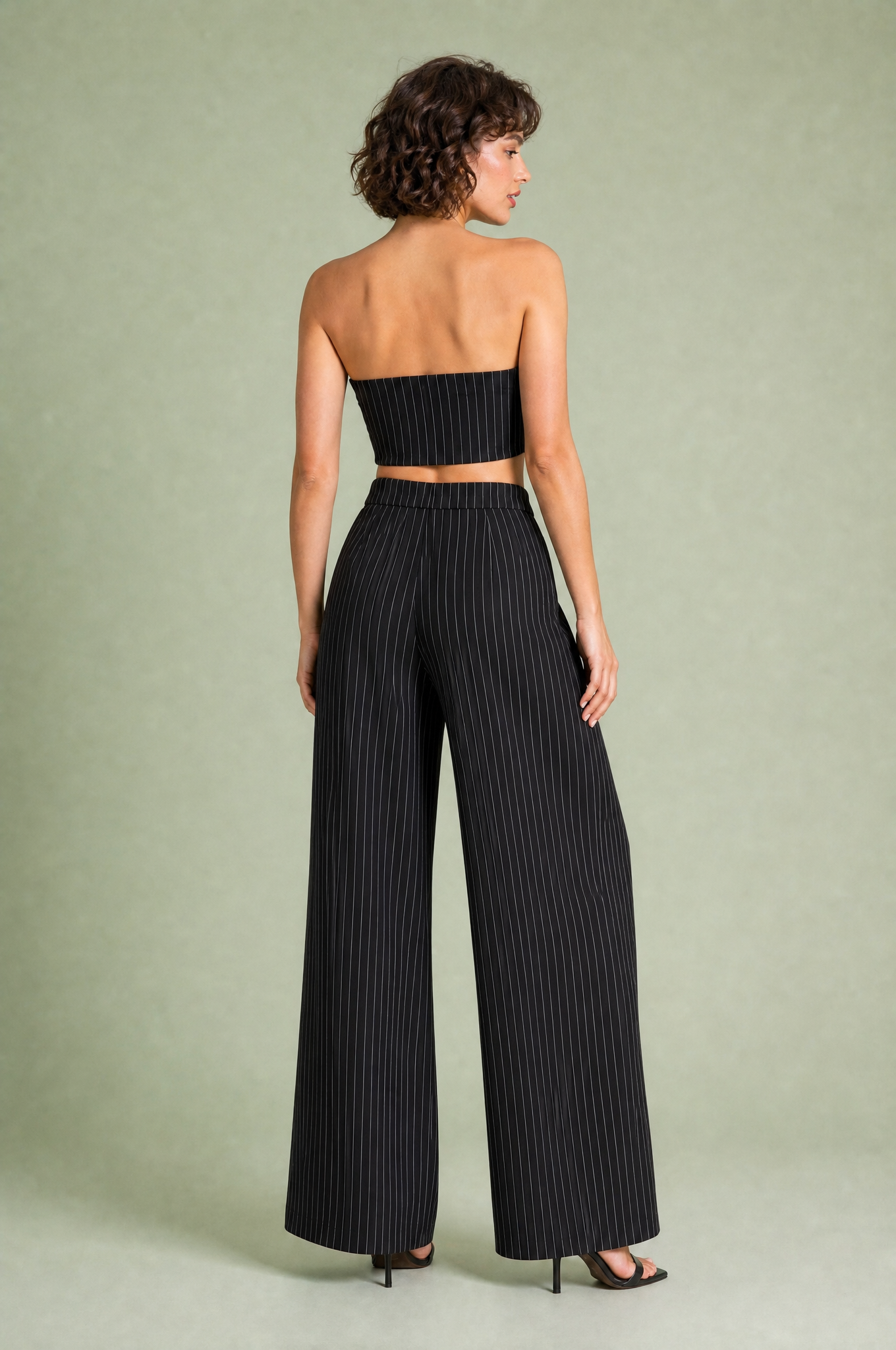 Ensemble rayé bandeau et pantalon large | Vue de dos | Lounelle Paris