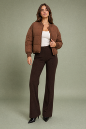 Veste matelassée courte col baseball | Vue de face | Lounelle Paris