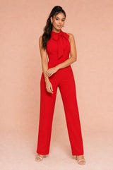 Axknuten ärmlös jumpsuit