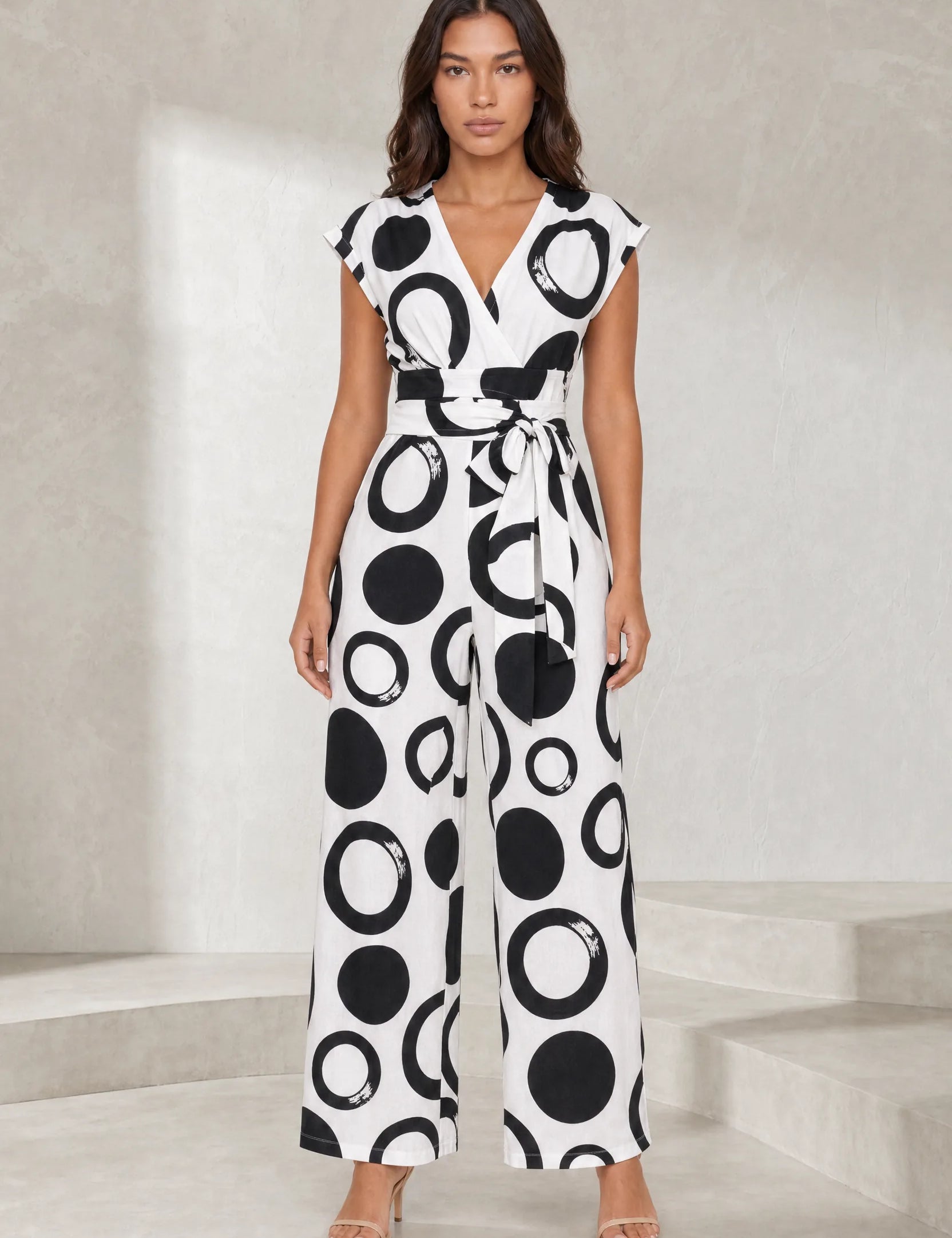 Combinaison imprimée col V taille haute | Lounelle Paris