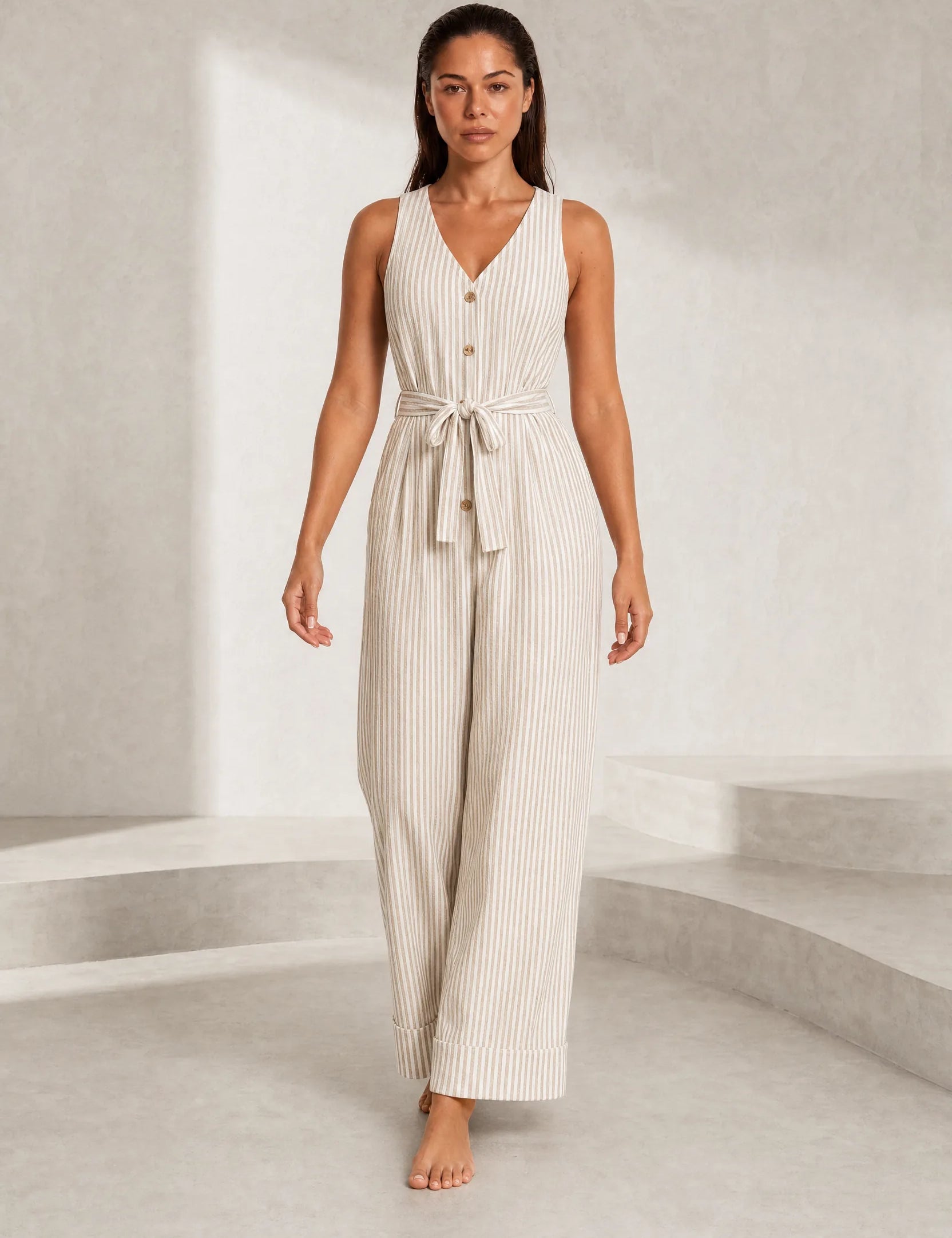 Combinaison rayée col V | Lounelle Paris