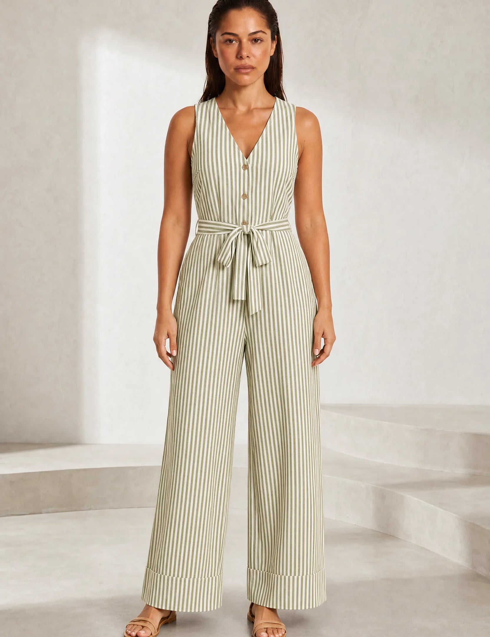 Combinaison rayée col V | Lounelle Paris