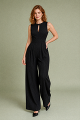 Randig jumpsuit med markerad midja