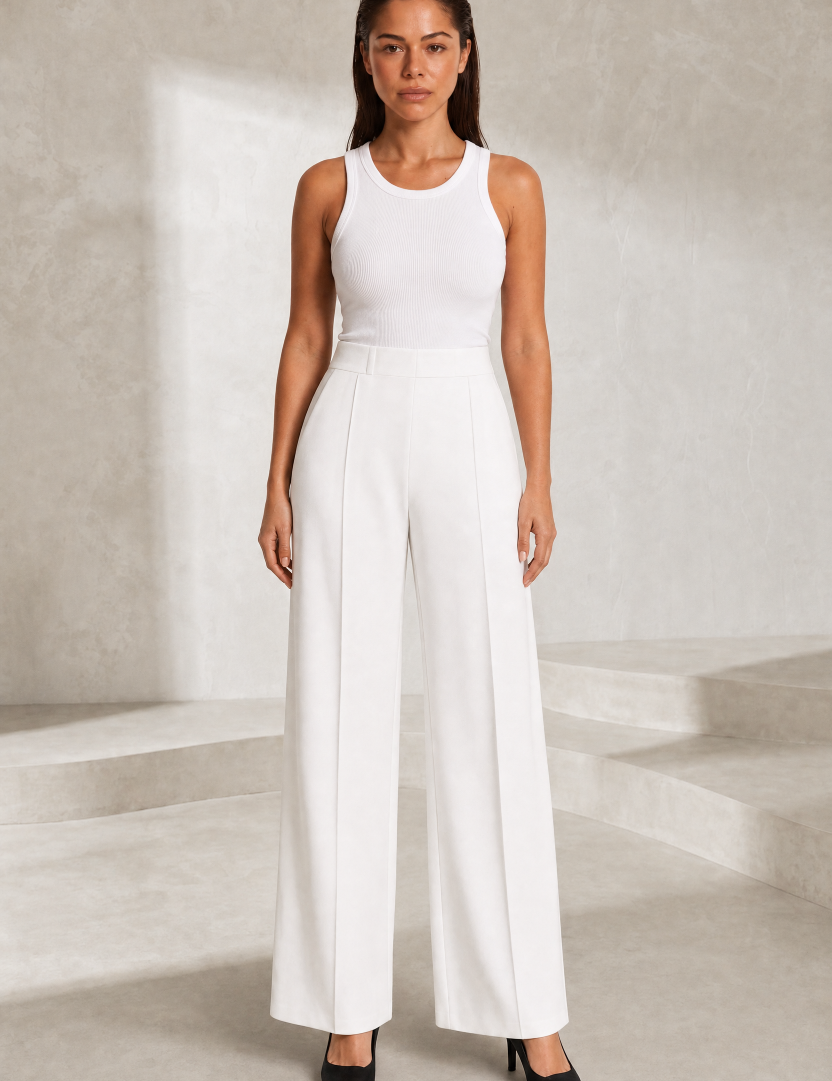 Pantalon large taille haute fluide | Lounelle Paris