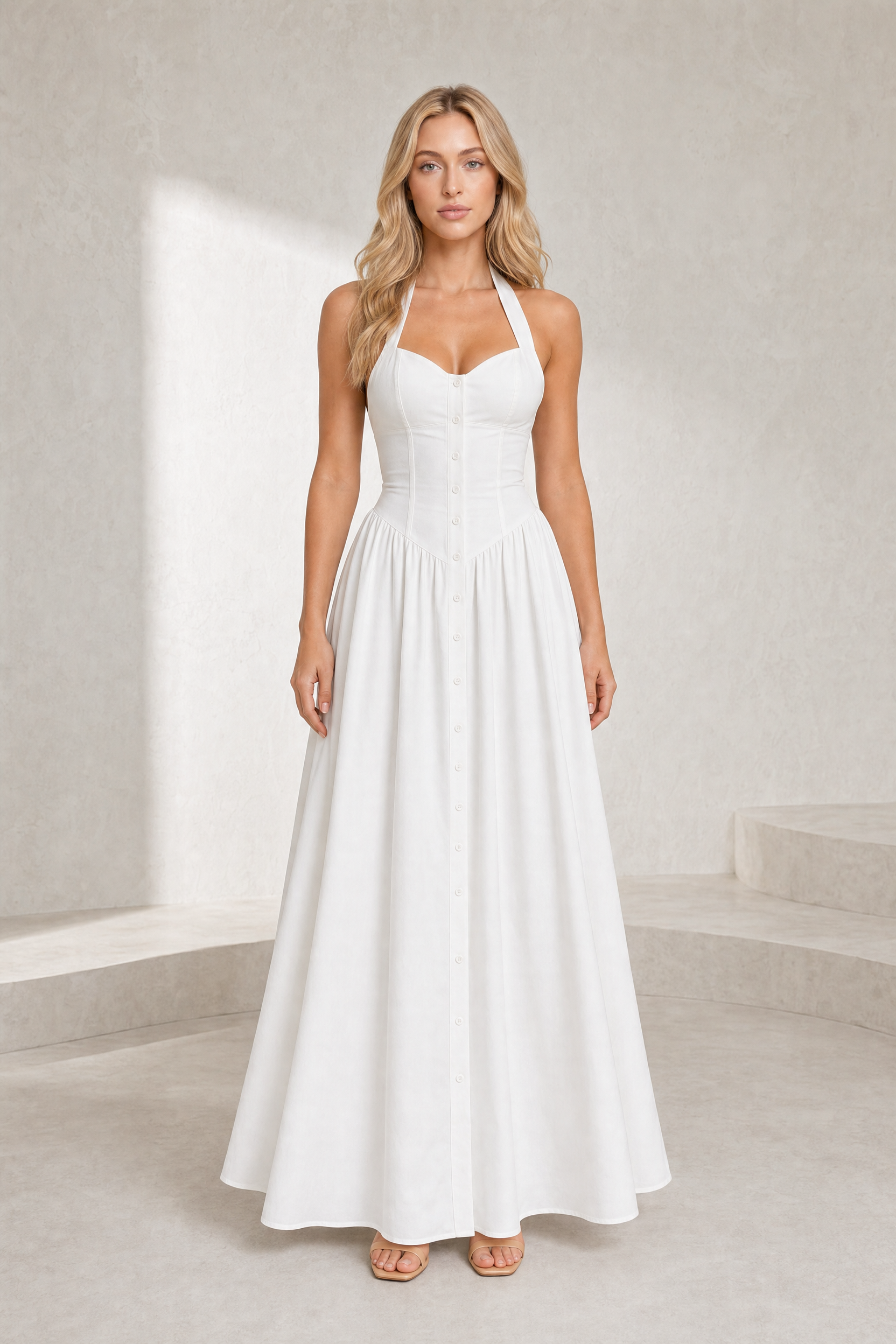 Robe longue blanche licou dos nu | Lounelle Paris
