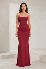 Robe longue moulante à fines bretelles