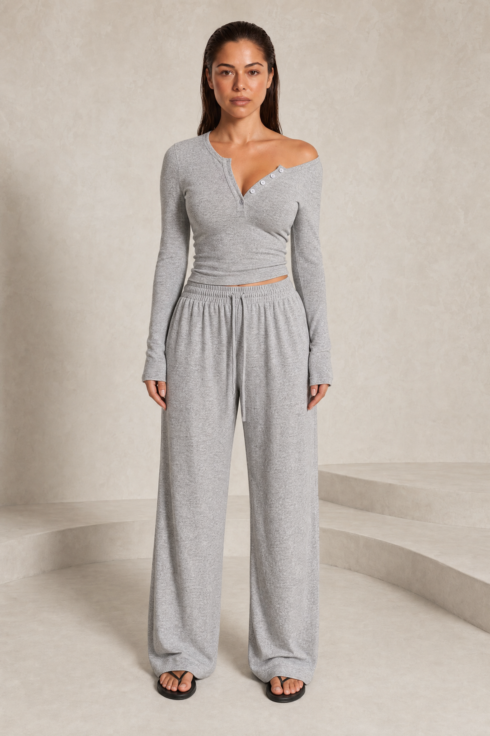 Ensemble col V et pantalon large | Lounelle Paris