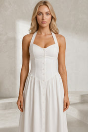 Robe longue blanche licou dos nu | Lounelle Paris