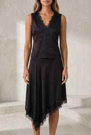 Ensemble noir à dentelle asymétrique | Lounelle Paris