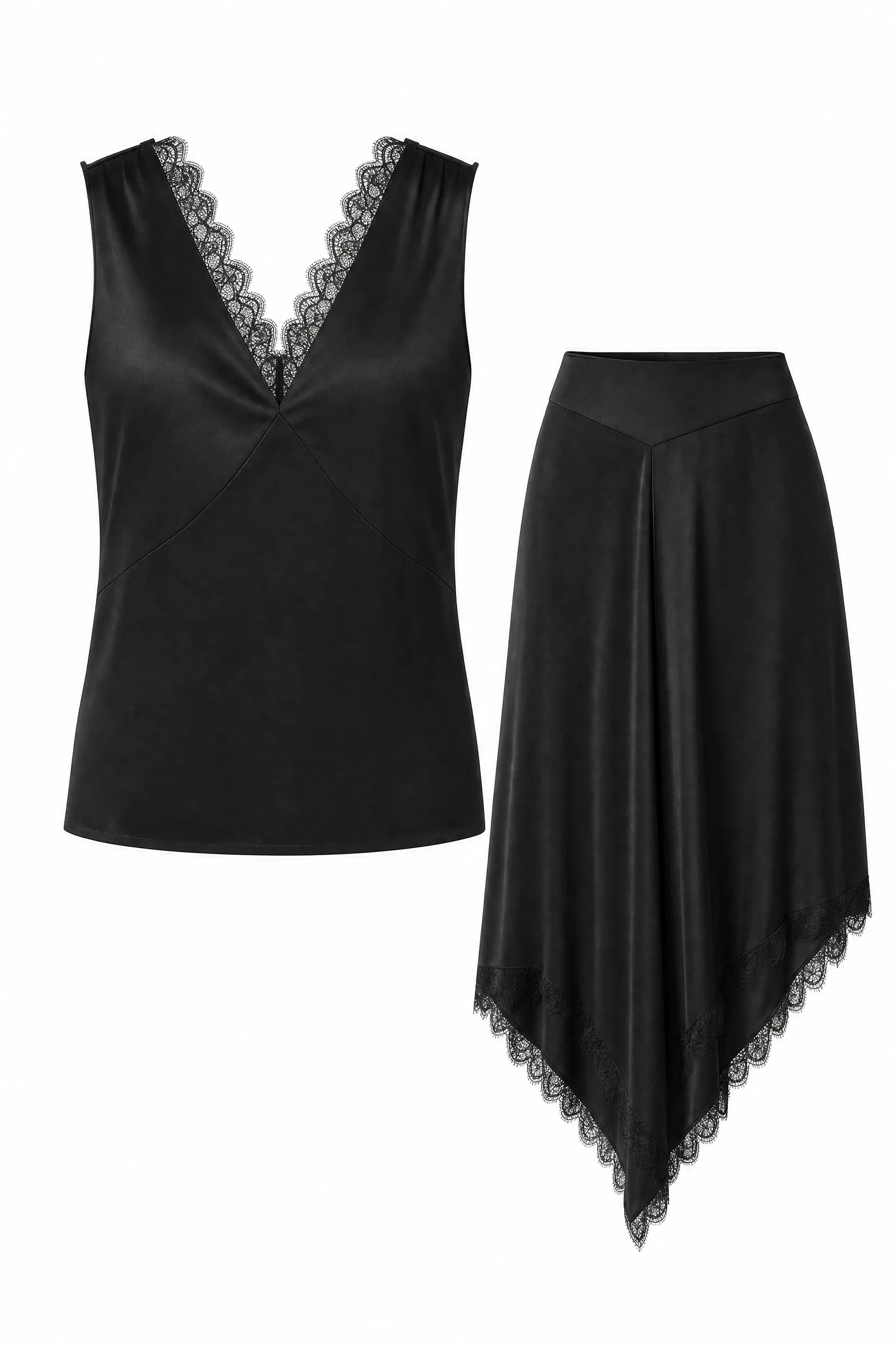 Ensemble noir à dentelle asymétrique | Lounelle Paris