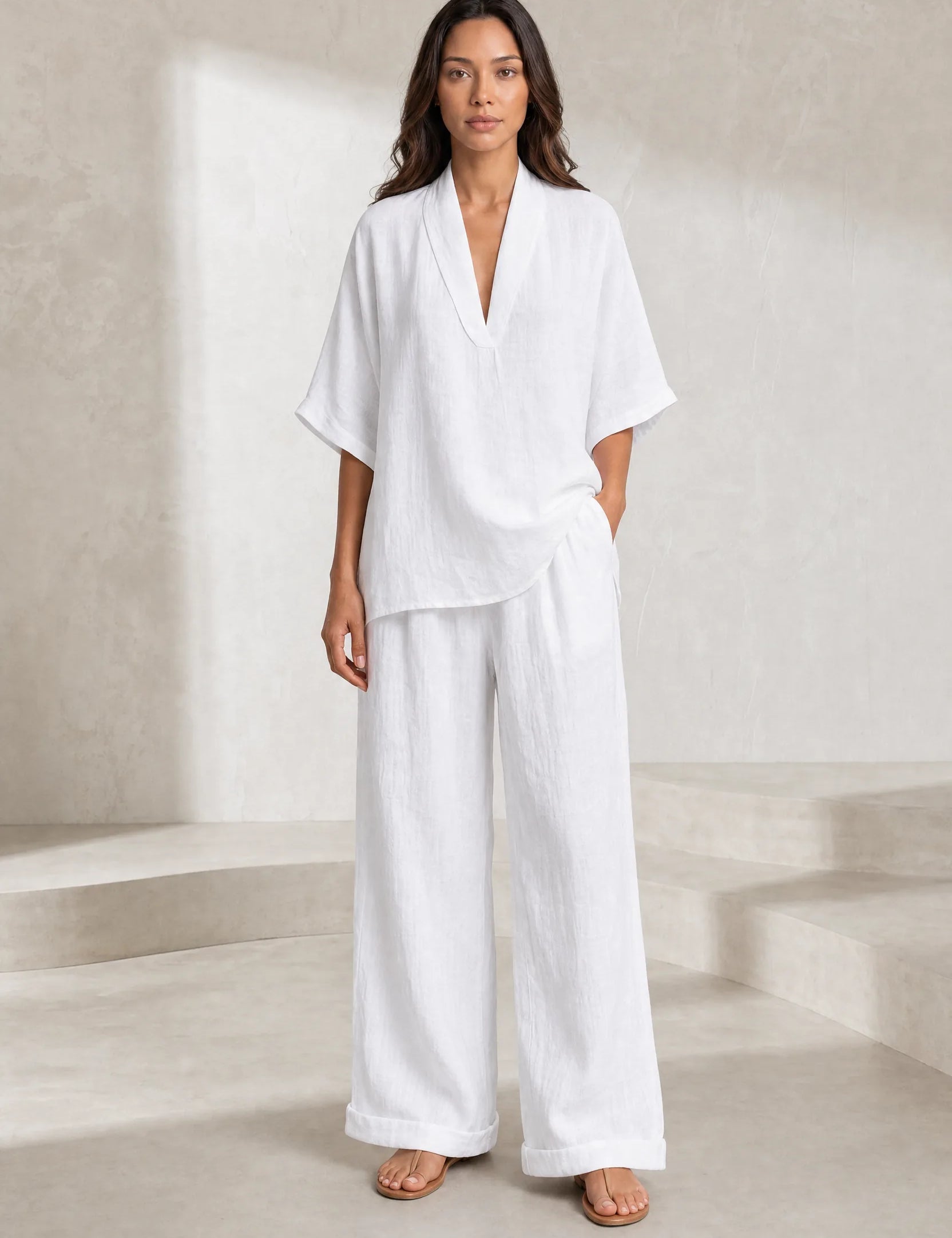Ensemble pantalon ample col V | Lounelle Paris