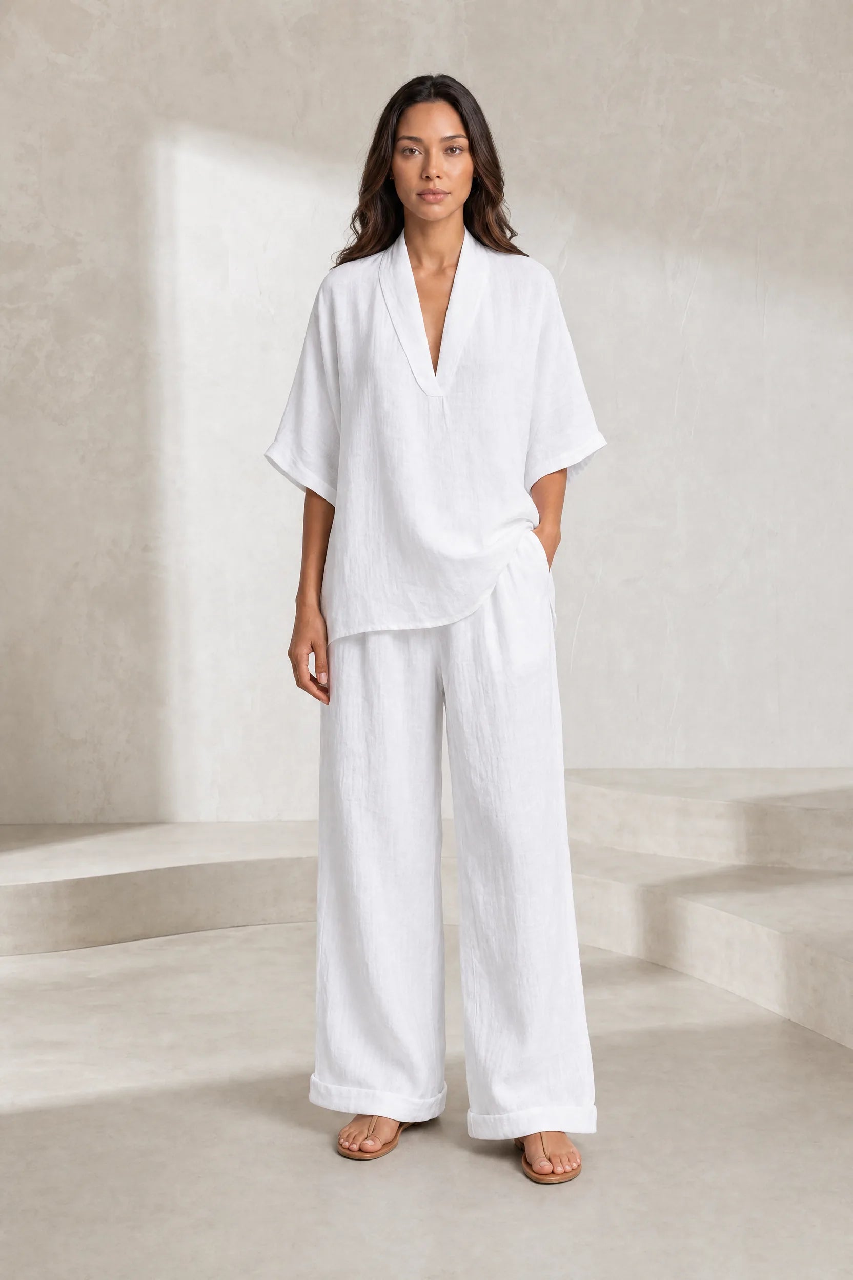 Ensemble pantalon ample col V | Lounelle Paris