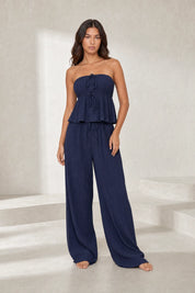 Ensemble pantalon large bustier volanté | Lounelle Paris