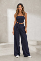 Ensemble rayé bandeau et pantalon large