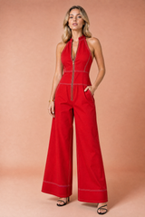 Svart ärmlös jumpsuit med ståkrage