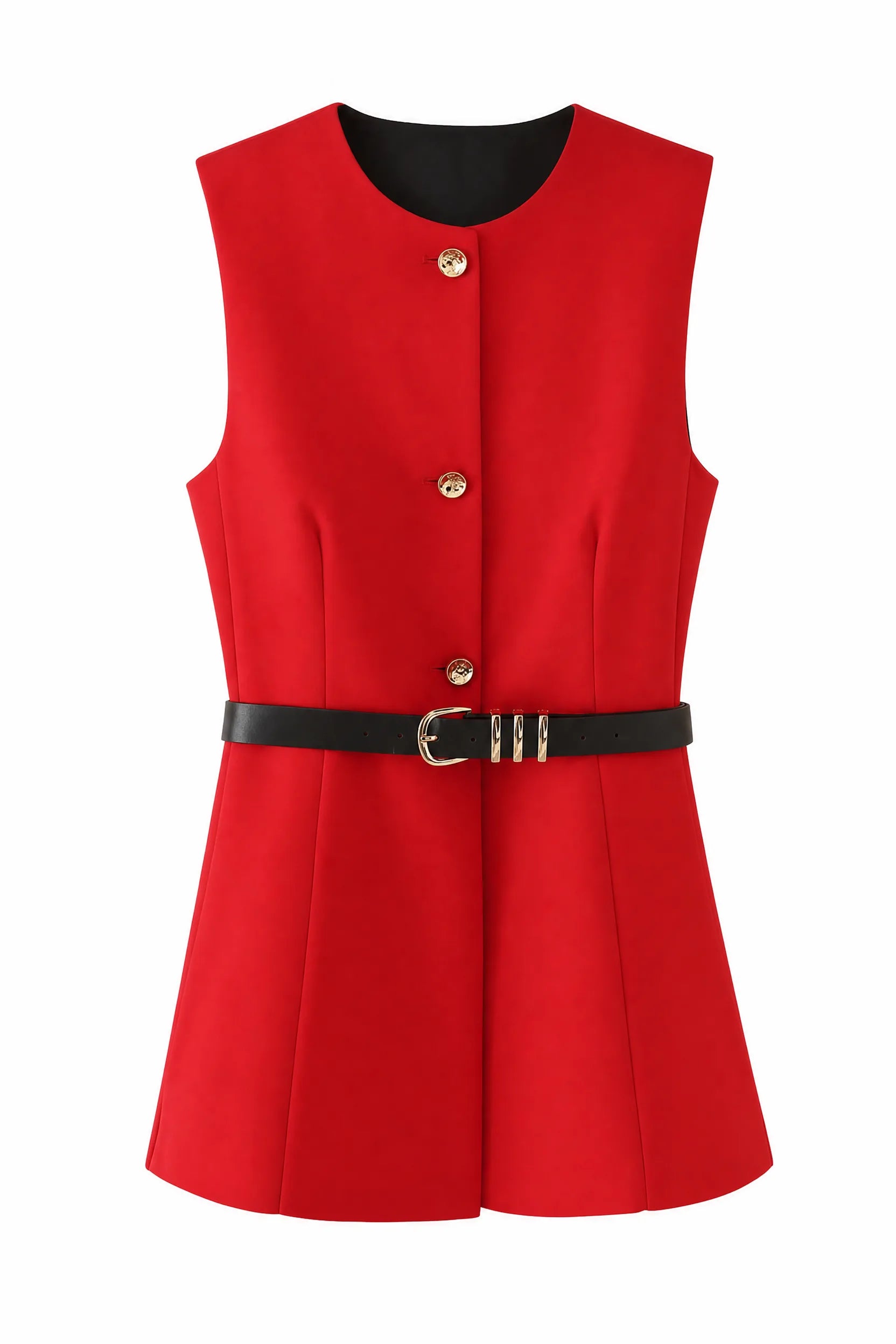 Gilet sans manches col rond ceinturé | Lounelle Paris