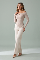 Beige baraxlad asymmetrisk top