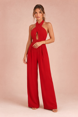 Halterneck jumpsuit med bar rygg