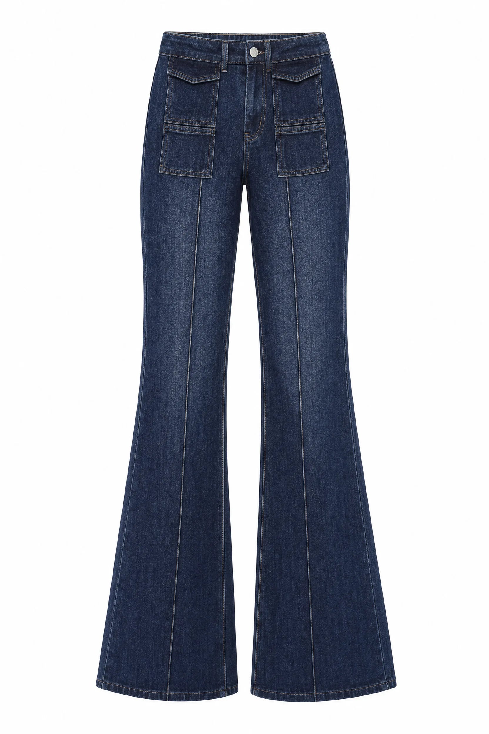 Jean bleu foncé taille haute évasé | Lounelle Paris