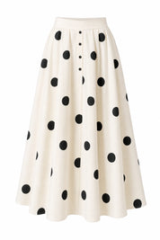 Jupe blanche à pois évasée | Lounelle Paris