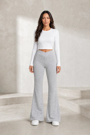 Pantalon gris taille en V évasé | Lounelle Paris