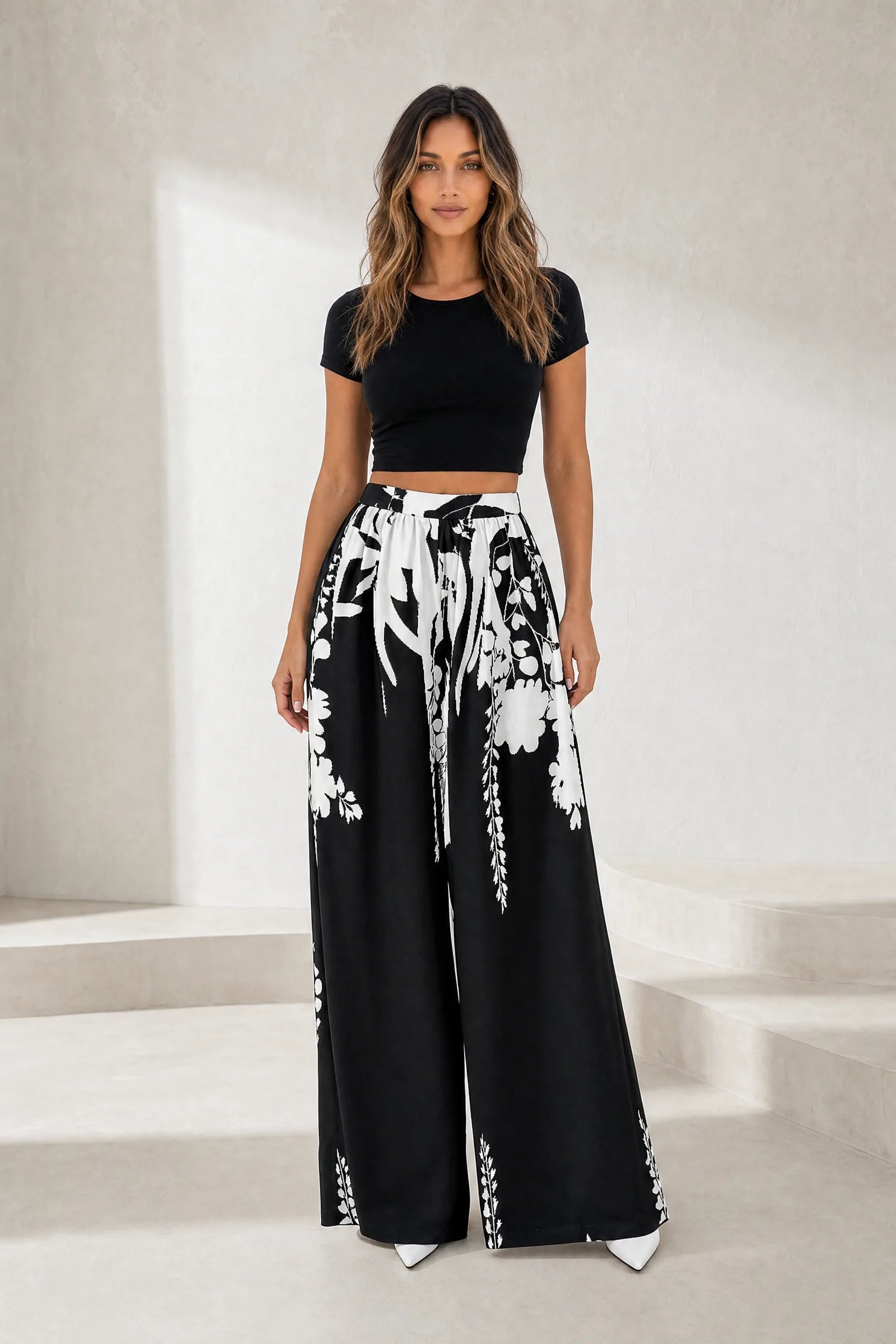 Pantalon large à imprimé floral | Lounelle Paris