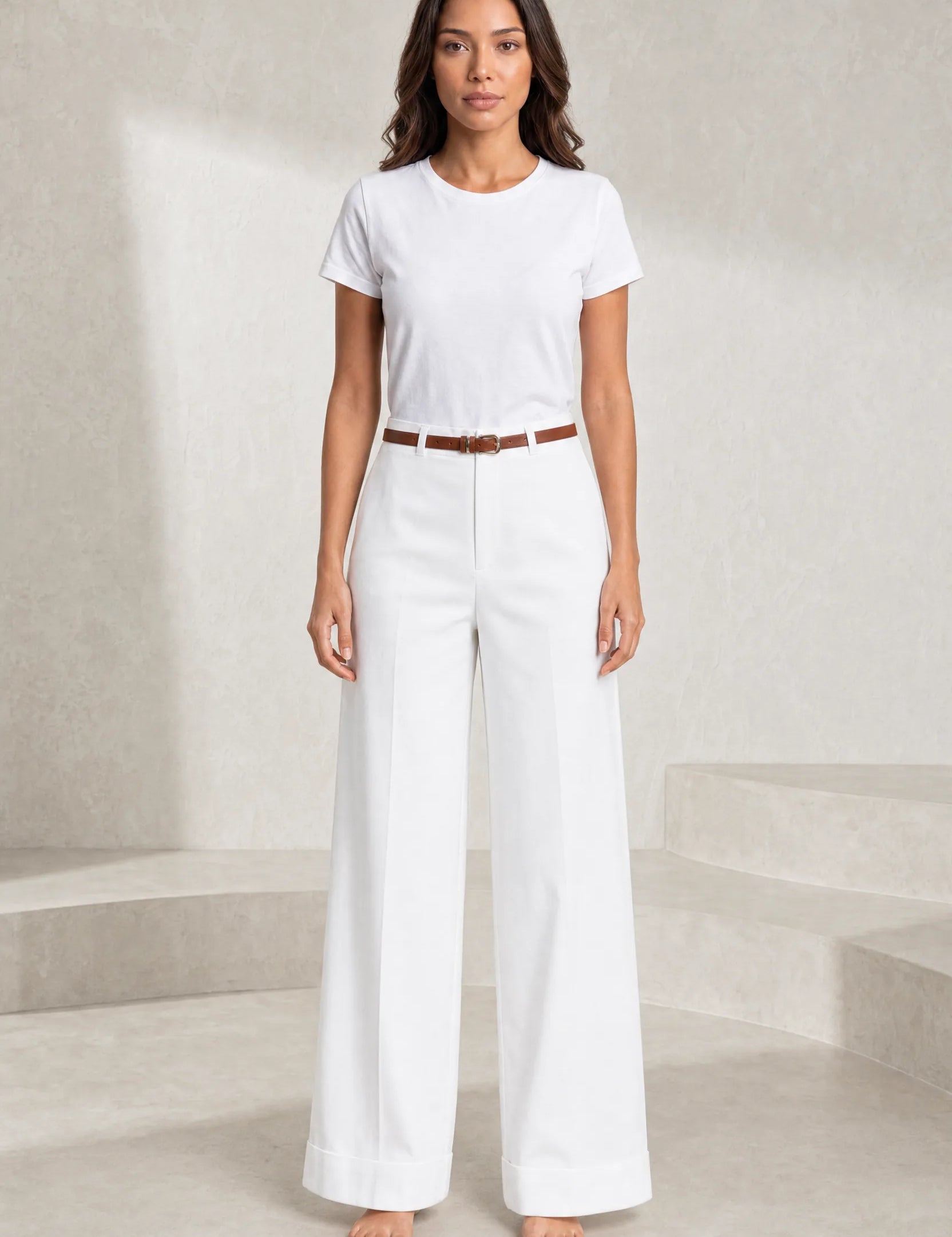 Pantalon large ceinturé taille mi-haute | Lounelle Paris