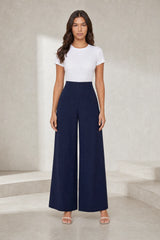 Pantalon large fluide taille haute