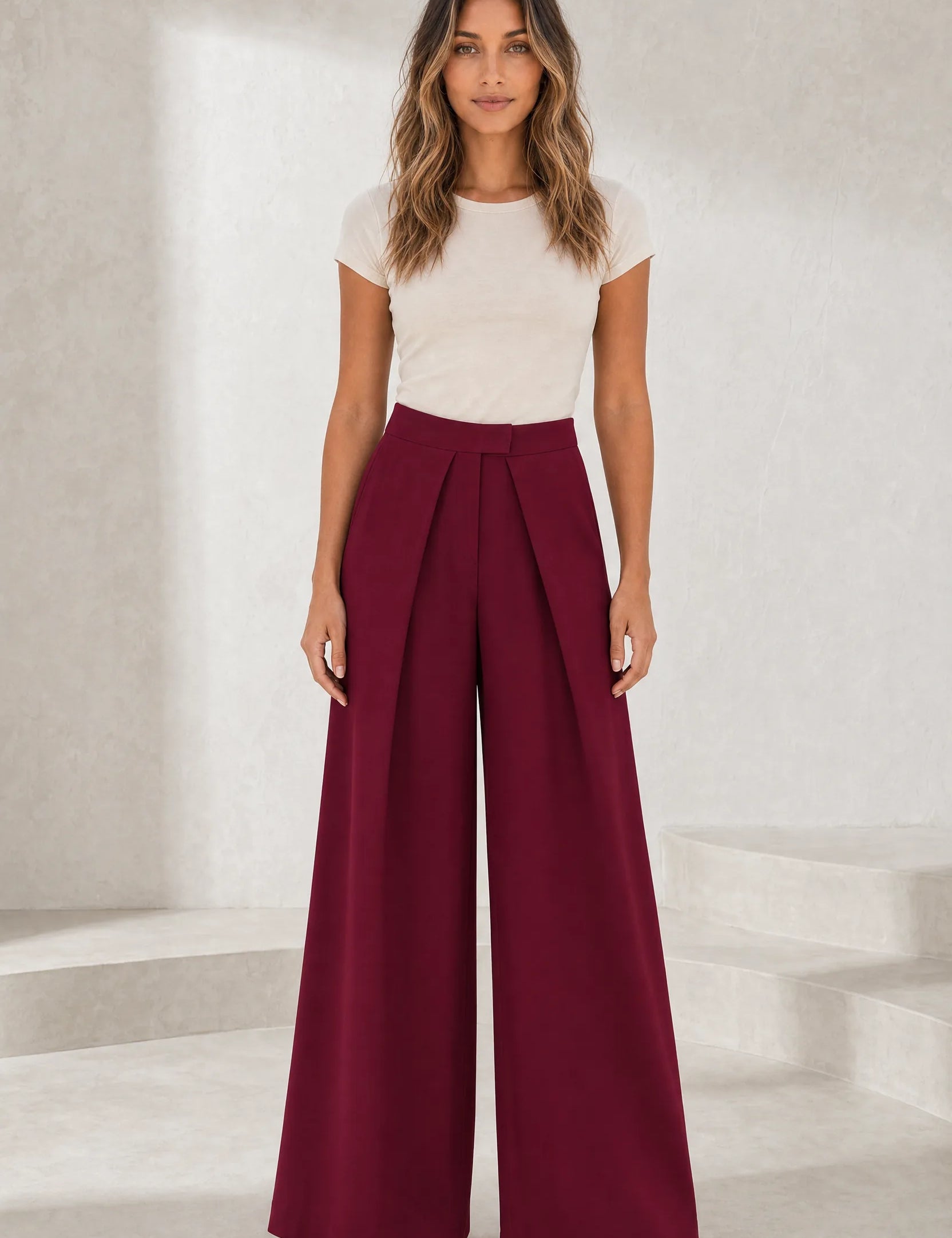 Pantalon large noir plis devant | Lounelle Paris