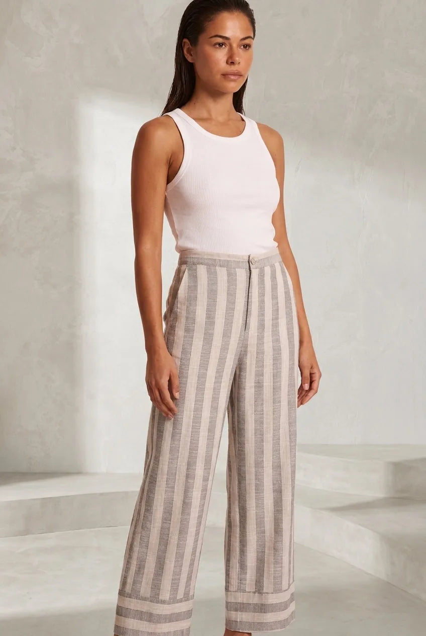 Pantalon large rayé taille haute | Lounelle Paris