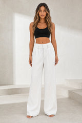 Pantalon large rayé taille haute
