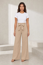 Pantalon large taille haute à nouer | Lounelle Paris