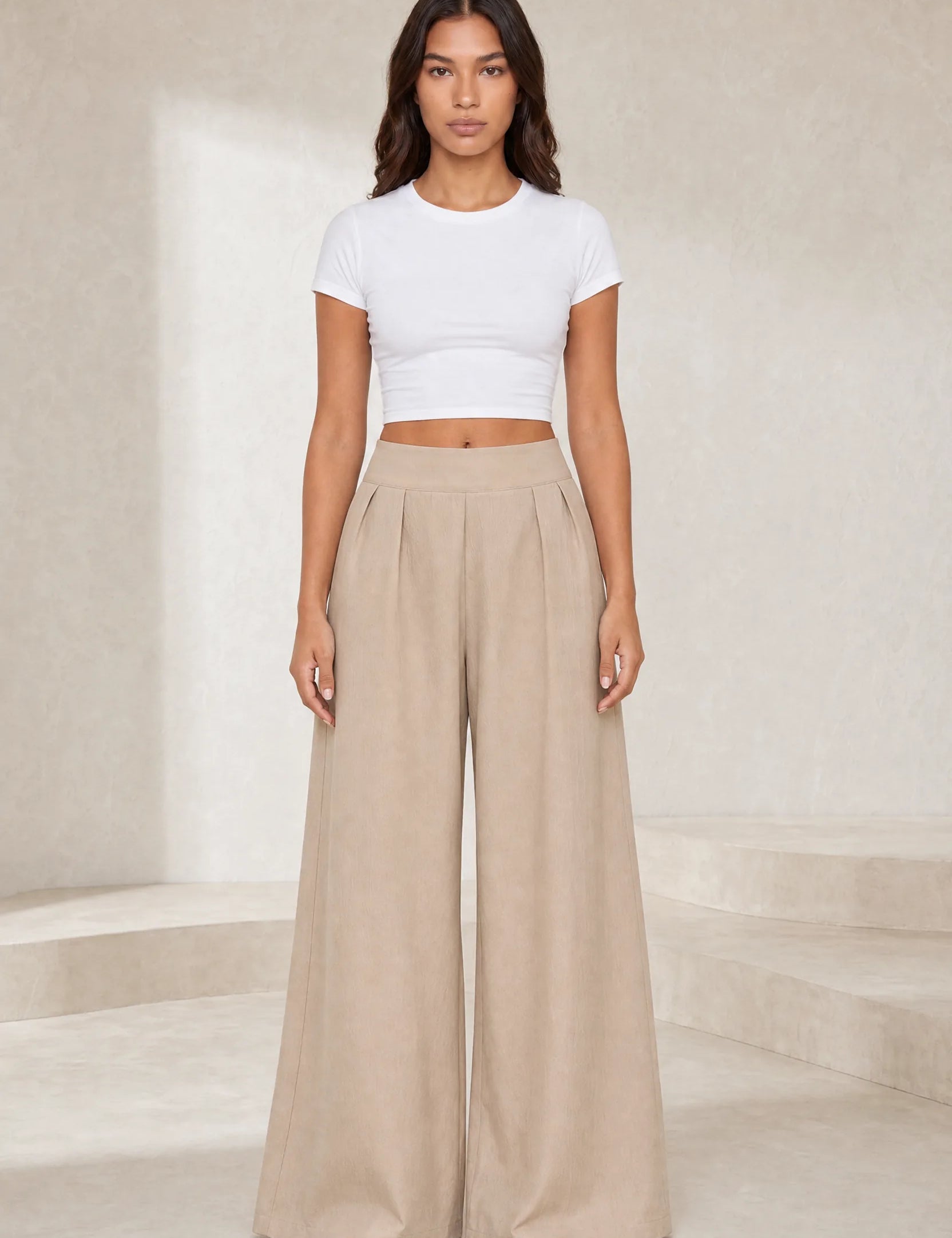 Pantalon large taille haute plissé | Lounelle Paris