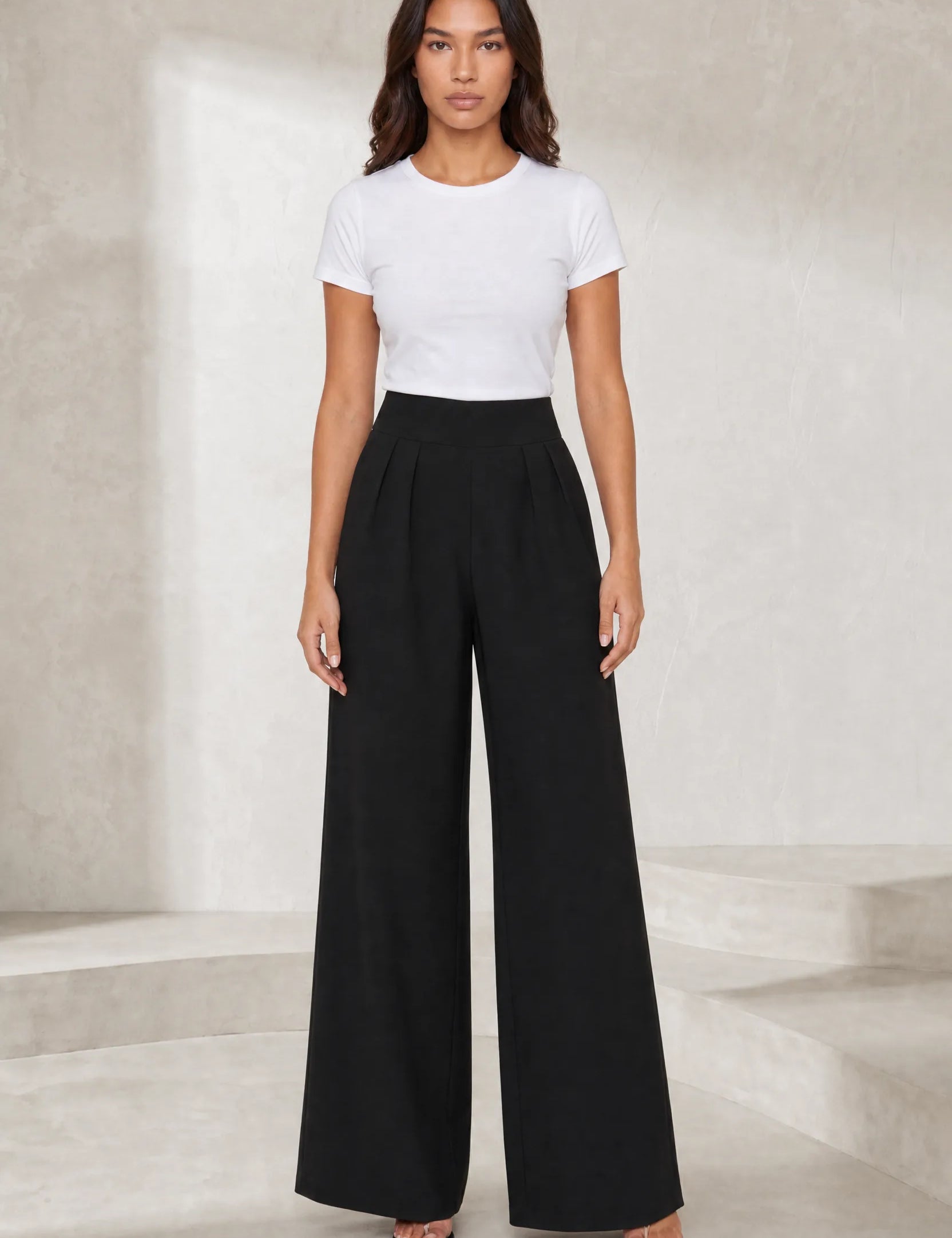 Pantalon large taille haute plissé | Lounelle Paris
