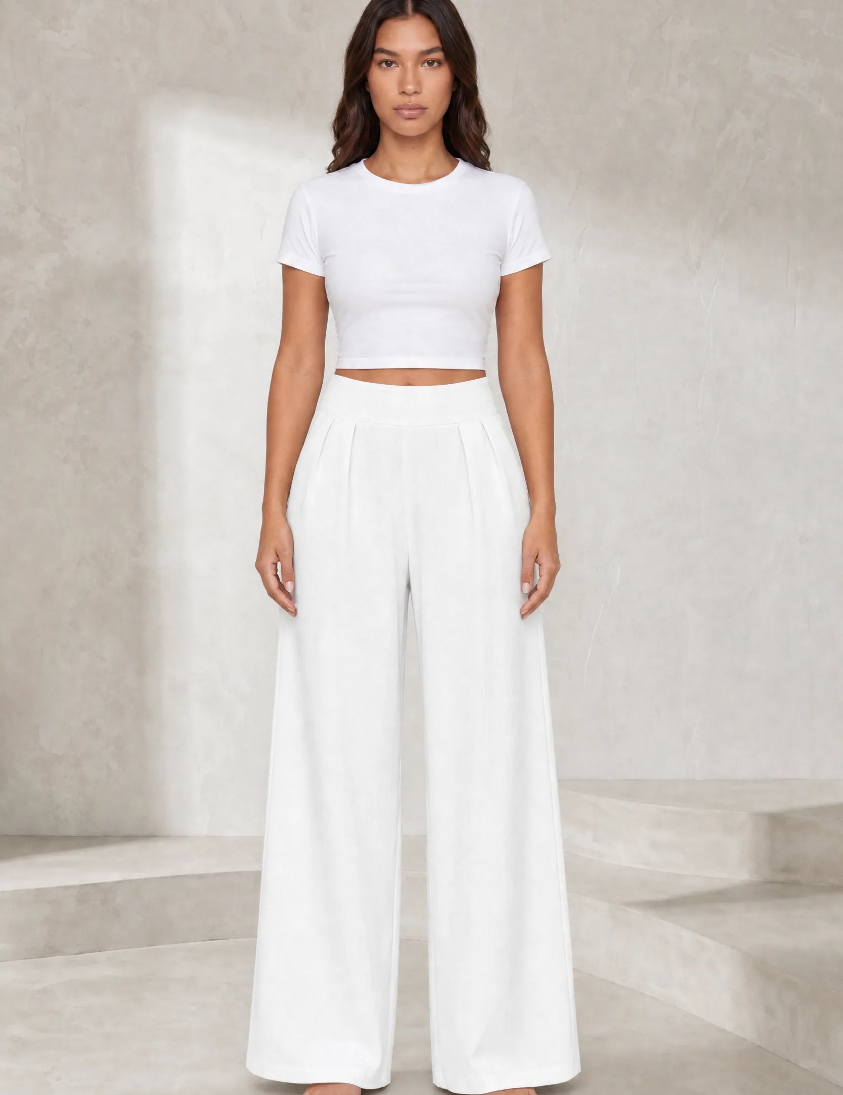 Pantalon large taille haute plissé | Lounelle Paris