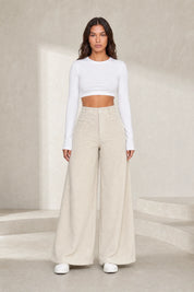 Pantalon large velours côtelé taille haute | Lounelle Paris