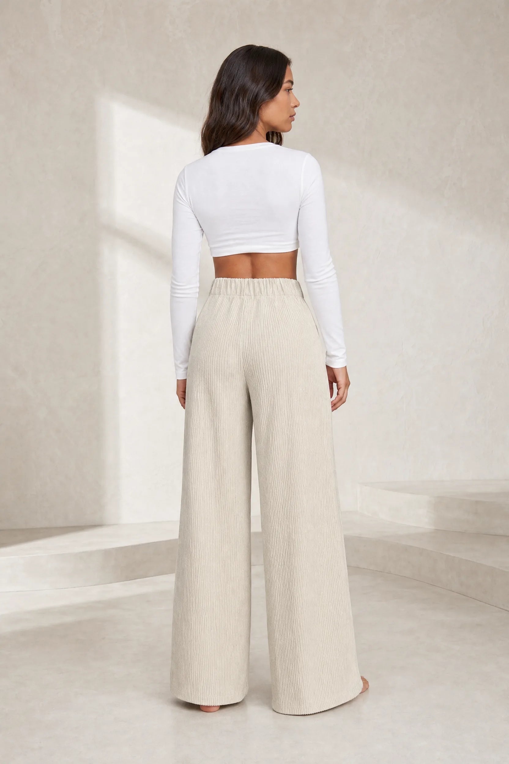 Pantalon large velours côtelé taille haute | Lounelle Paris